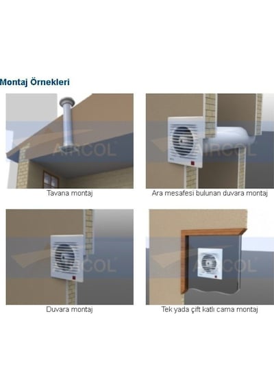 Aircol 120Lik Tuvalet, Wc Ve Banyo Fanı / Aspiratörü 160 M³/H