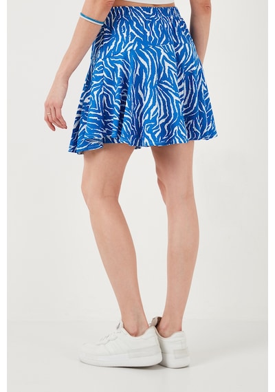 Lela  Beli Lastikli Mini Şort Bayan Etek 5864024 Saks-Zebra
