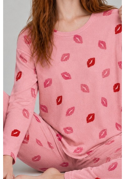 Kadın Comfort Esnek Pembe Pijama Takımı 4688