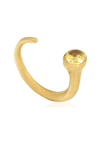 Kadir Jewellery 22 Ayar Altın Kaplama Zirkon Taşlı Ayarlanabilir Kadın Minimal Yüzük Sarı