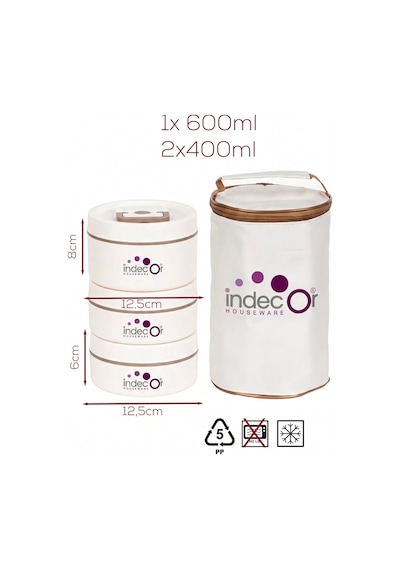Isı Yalıtımlı Çantalı 3 Parça Vakumlu Lunch Box Yemek Termosu Beslenme Kutusu Sefer Tası Haki - Krem