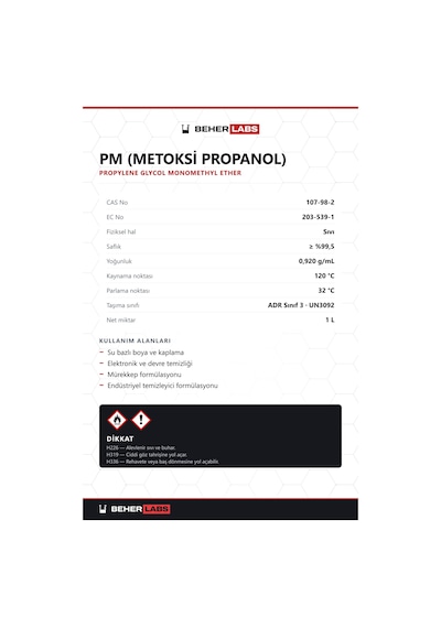 Beherlabs Pm Metoksi Propanol 1 L