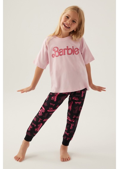 Barbie Cool Toz Pembe Kız Çocuk Pijama Takımı 5274-42805 Toz Pembe
