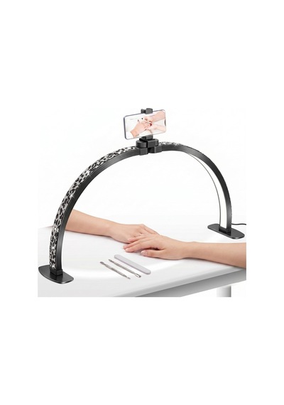 Trled F-550a Zebra Elmas Desenli 55cm Katlanabilir Yarım Ay Protez Tırnak Ve Güzellik Uzmanı Masa Lambası Standart