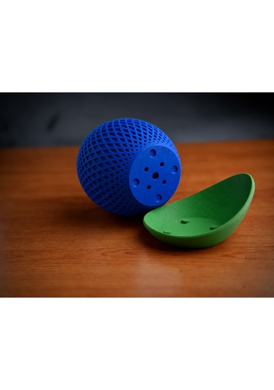 3d Baskı Küre Saksı - Kafes Dokulu İki Parçalı Dekoratif Saksı - Mavi-yeşil