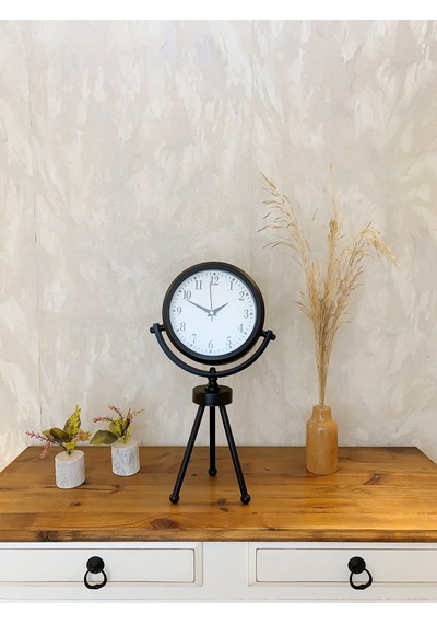 Siyah Metal Mini Tripod Masa Saati 45 26 Cm Renkli
