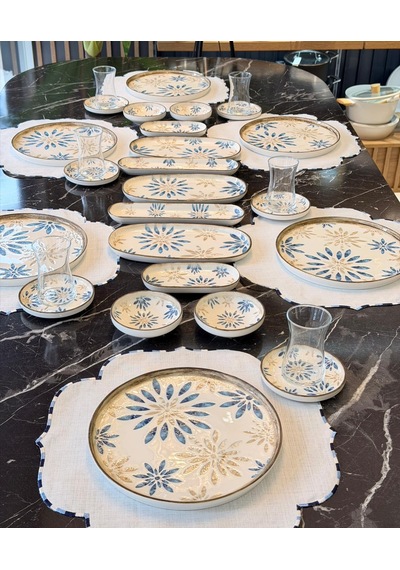 29 Parça Mione Blue Porselen Kahvaltı Takımı -5610 Çok Renkli