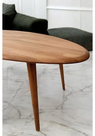 Fawdecor Asimetrik Masif Ahşap Modern İskandinav Oval Kestane
