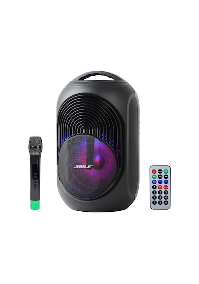 Shile Sl-2018a El Mikrofonlu-kumandalı Usb/sd/bt Işıklı Taşınabilir Şarjlı Seyyar Anfi