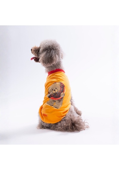 Turuncu Donut Teddy Tişört Kedi Köpek Tişörtü-kedi Köpek Kıyafeti