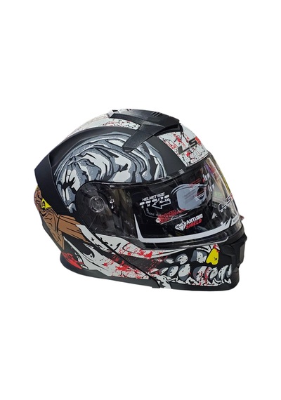 Çene Açılır Kask Ls5 Mat Siyah Beyaz Grafikli L-4592