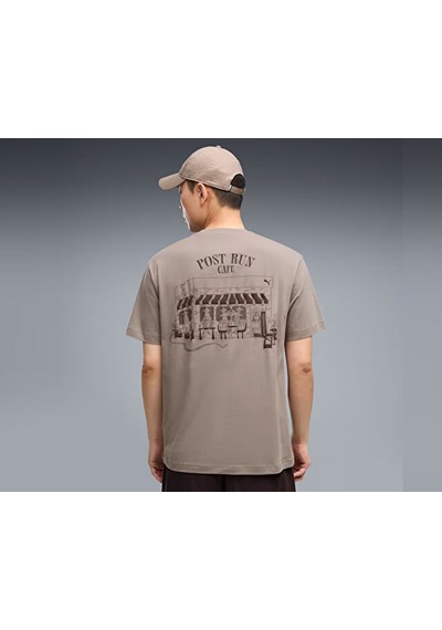 Puma Graphıc Puma Cafe Tee Erkek Günlük Tişört 63676281 Gri