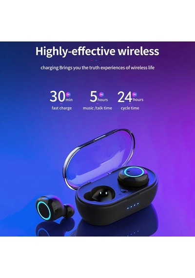 Bluetooth 5.0 Stero Çift Kulaklık Mikrofonlu Manyetik Şarj Kutulu
