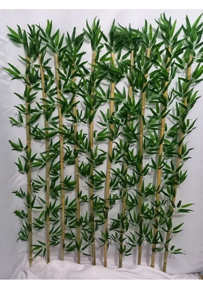 Yapay Yapraklı Bambu Çubuğu 90 Cm 10 Adet Yeşil