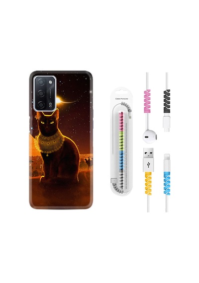 Oppo A55 Kılıf Kablo Koruyuculu Kraliçe Kedi 1873