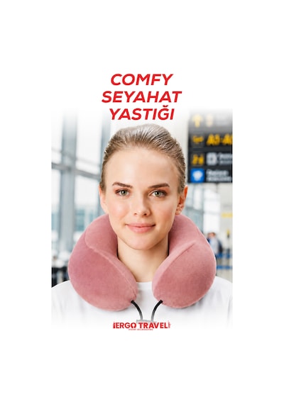 Viscofoam Comfy Ortopedik Seyahat Yastığı Visco Boyun Destekli Seyahat Yastığı - Somon | Ergo Travel