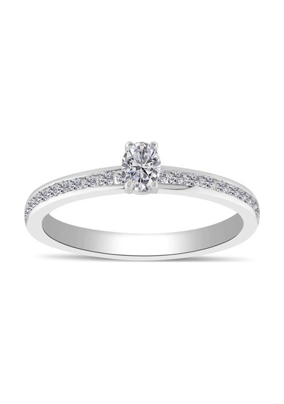 0.50 Karat Oval Tektaş Pırlanta Yüzük - Hrd Sertifikalı Beyaz Altın