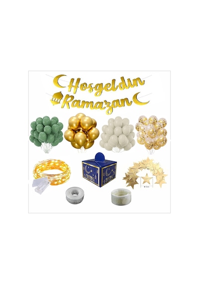 Okaliptus, Gold, Deniz Kumu, Şeffaf Balonlu Hoş Geldin Ramazan Seti Hurma Kutulu Tüm Yaşlar