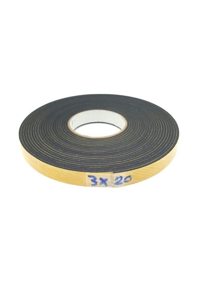 Contacall Kapı Pencere İzolasyon Bandı Yapışkan Kapı Pencere Süngeri Eva 3mmx20mm Siyah 25 Metre