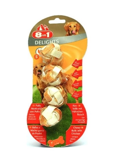 8in1 Delights Balls S Size Tavuklu Köpek Çiğneme Topu 4'lü