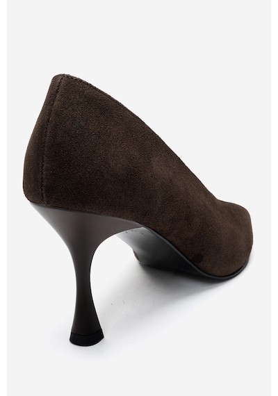 Luvi Shoes Varelıa Kahverengi Süet Şeffaf Bantlı Kadın Topuklu Ayakkabı