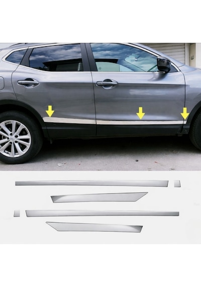 Nissan Qashqai Uyumlu Krom Yan Kapı Çıtası 6 Prç. 2013-2021 Arası P. Çelik