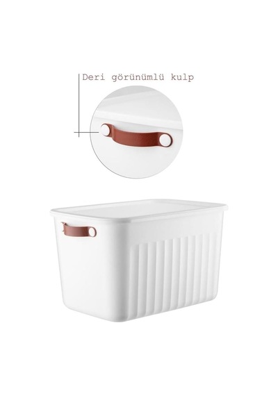 1 Adet Düzenleyici Kapaklı Kutu, Dekoratif Saklama Kutusu, Organizer 35cm 25cm 22cm Beyaz 15