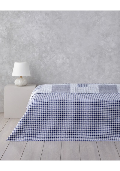 English Home Urban Patchwork Tek Kişilik Çok Amaçlı Örtü 160x220 Cm Lacivert Lacivert