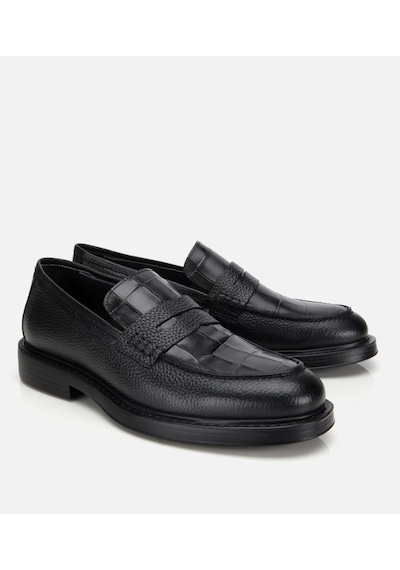 Hotiç Erkek Deri Siyah Kroko Detaylı Klasik Loafer 02ayh315320a100 02ayh315320a100 Siyah