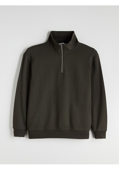 Lcw Vision Haki Fermuarlı Dik Yaka Erkek Kalın Sweatshirt