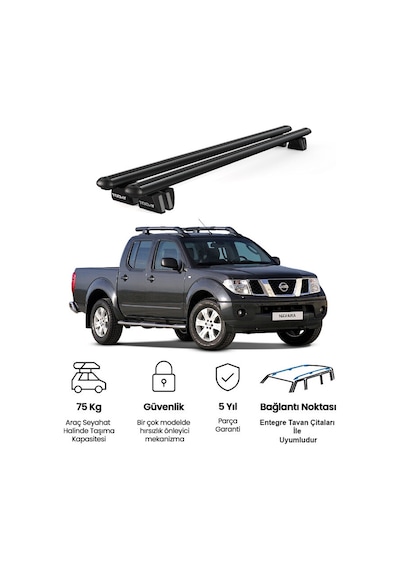 Pençe Nissan Navara 2005-2014 Uyumlu Siyah Ara Atkı 135cm Port Bagaj Tavan Barı