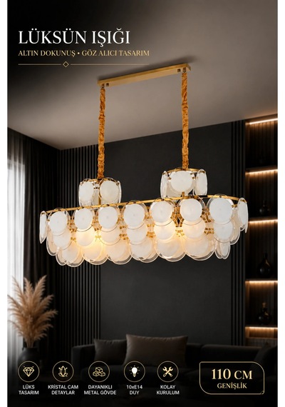 Modern Premium Lüksün Işıltısı Gold Dekoratif Modern Sarkıt Avize 10xe14