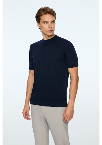 Morven Erkek Lacivert Trend Bisiklet Yaka Rayon Triko T-shirt 26ys018018200 Lacivert