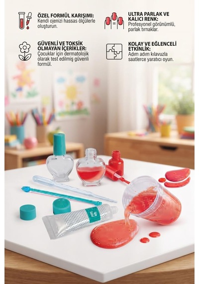 Clemento-ni Lisanslı Kendi Ojeni Yap Parlak Kırmızı Kolay Uygulanan Eğlenceli Oyuncak Tırnak Seti