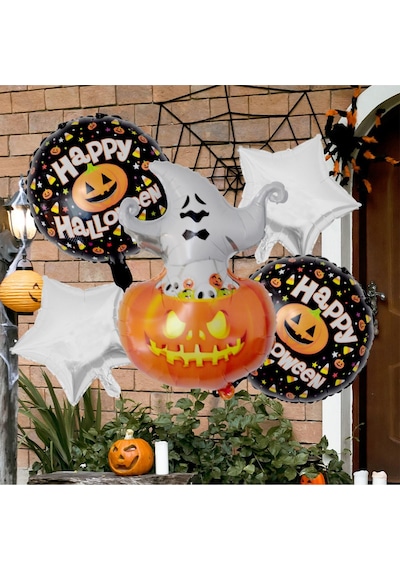 Halloween Cadılar Bayramı Hayalet Temalı 5 Li Folyo Balon Seti Renkli