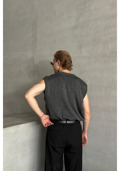 Erkek V Yaka Oversize Süveter Antrasit