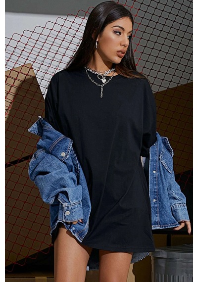 Pamuklu Daughter Of The King Baskılı Oversize T-shirt Siyah