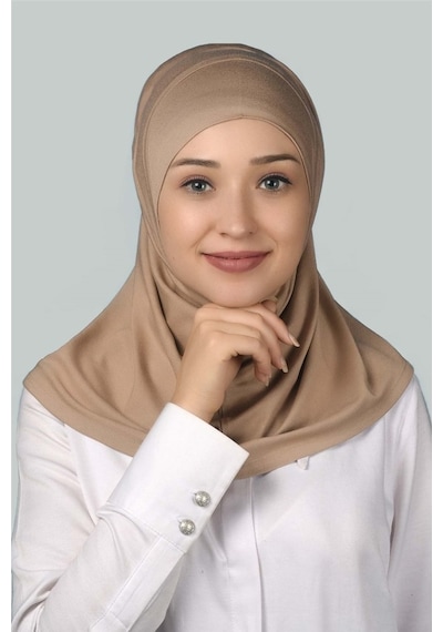 Altobeh Hazır Türban Pratik Eşarp Tesettür Hijab - Namaz Örtüsü - Koyu Bej