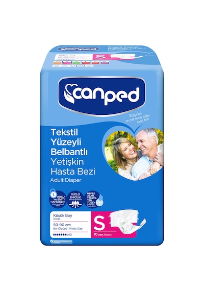 Canped Tekstil Yüzeyli Belbantlı Yetişkin Hasta Bezi Küçük Boy S 10'Lu