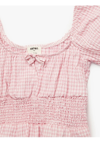 Koton Fiyonklu Pötikare Desenli Pembe Kız Çocuk Bluz 6skg60103aw Pembe
