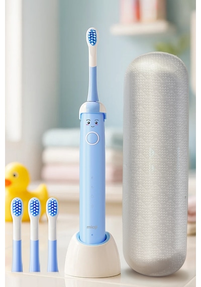 Mioji Oral B2 Kids Care Şarj Edilebilir Diş Fırçası Mavi + 3 Yedek Fırça Başlık ve Taşıma Çantası