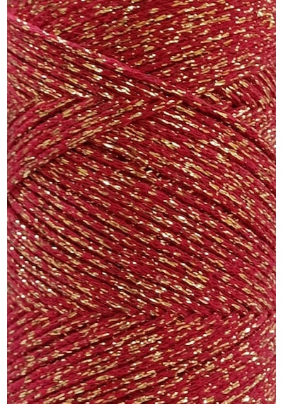 Ultra Simli Kırmızı Gold 2 Mm Makrome İpi 200 Gr
