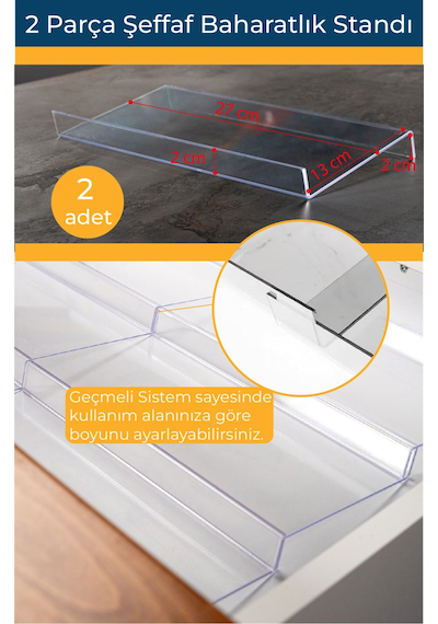 Mienda Home 2 Adet Pleksi Şeffaf Stand Baharatlık Standı Çekmece Içi Düzenleyici-mhydkplx2 Şeffaf