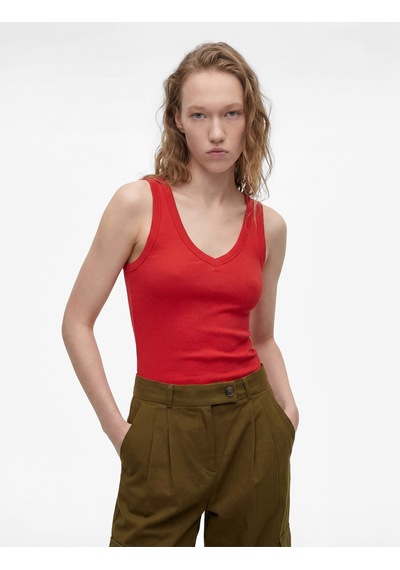 Koton Kaşkorse Modal Karışımlı V Yaka Kolsuz Slim Fit Atlet Kırmızı 6sal30273ık