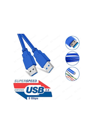 BK Teknoloji Yüksek Hızlı USB 3.0 Erkek-Erkek Data Kablosu 50 CM