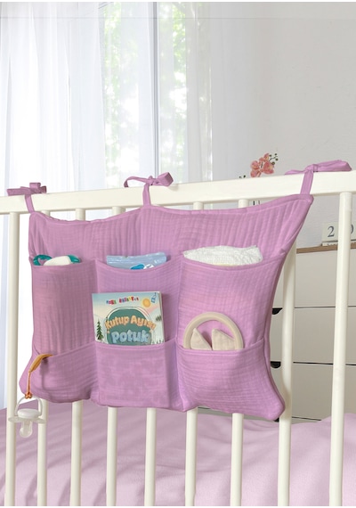 Bebek Beşik Yanı Organizer 6 Cepli Pratik Organizer Gülkurusu Pembe