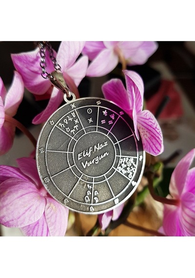 Vaoov 925 Ayar Gümüş Doğum Haritası Astroloji Kolye