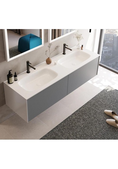 Orka Cube 160 Alt Modül + Lavabo Modul Mat Gri Diğer Orka Cube 160 Alt Modül + Lavabo Modul Mat Gri Diğer