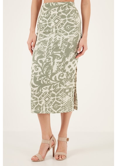 Lela Slim Fit Ip Askılı Yırtmaçlı Midi Alt-Üst Bayan Takım 5865726 Olive