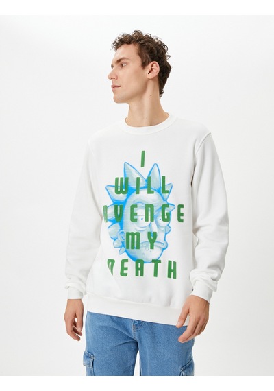 Koton Rick And Morty Sweatshirt Lisanslı Baskılı Ekru 4wam70336mk Ekru
